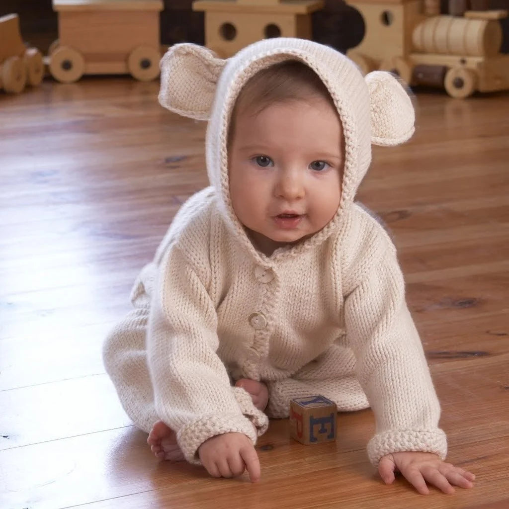 Cutest Lamb's Ear Hooded Baby Cardigan Class.  Saturdays 11:30 - 1:00 pm, 10/10, (skip 10/17), 10/24 and 10/31